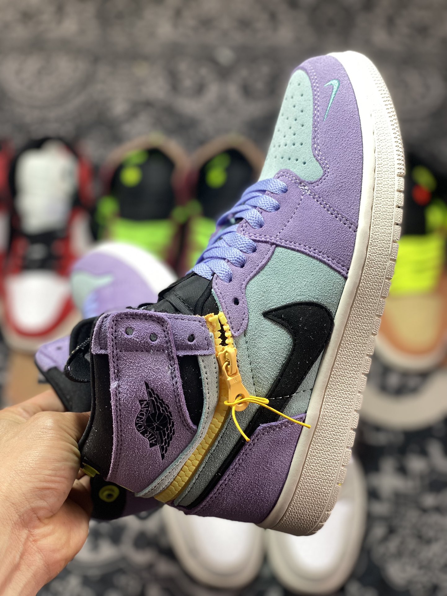 Air Jordan 1 Switch ”Violets Yellow” Violet Zipper J1 Joe 1 High Top Culture Basketball Shoes CW6576-300