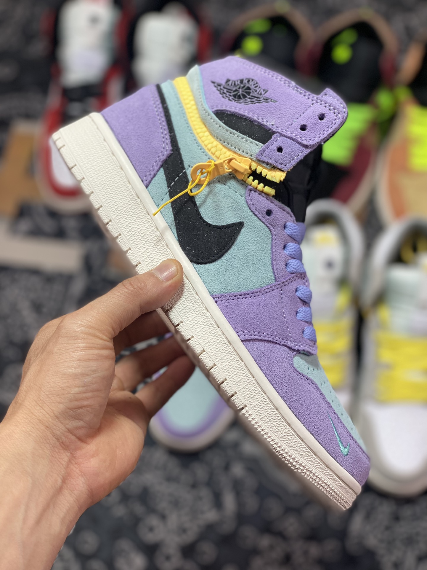 Air Jordan 1 Switch ”Violets Yellow” Violet Zipper J1 Joe 1 High Top Culture Basketball Shoes CW6576-300