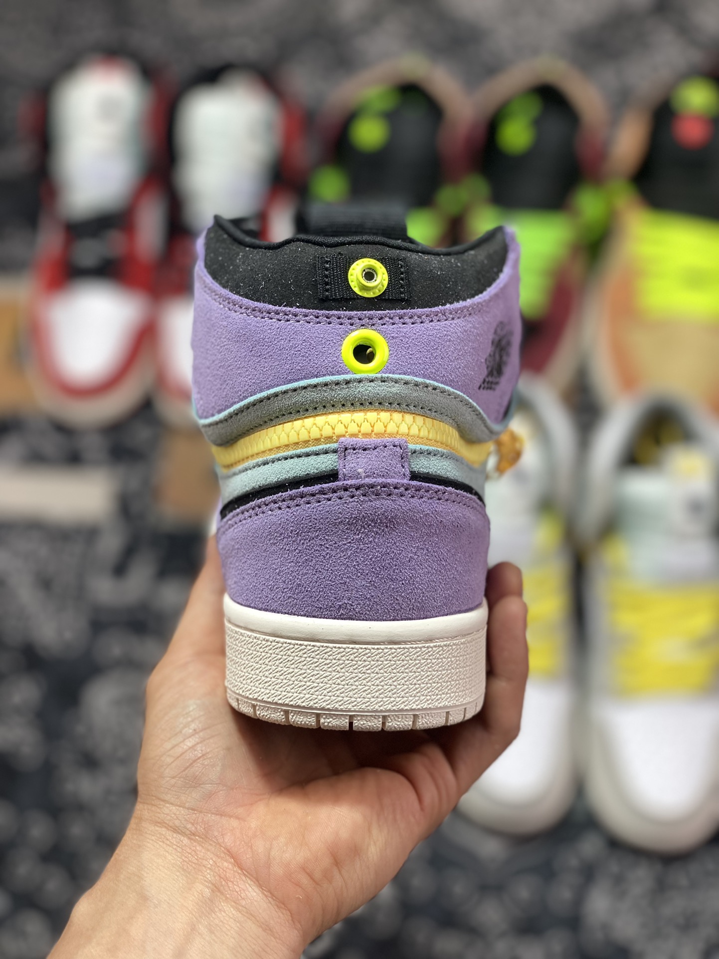 Air Jordan 1 Switch ”Violets Yellow” Violet Zipper J1 Joe 1 High Top Culture Basketball Shoes CW6576-300