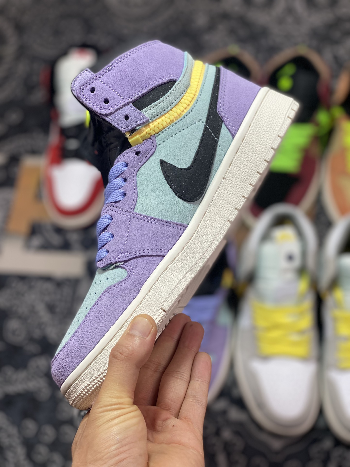 Air Jordan 1 Switch ”Violets Yellow” Violet Zipper J1 Joe 1 High Top Culture Basketball Shoes CW6576-300