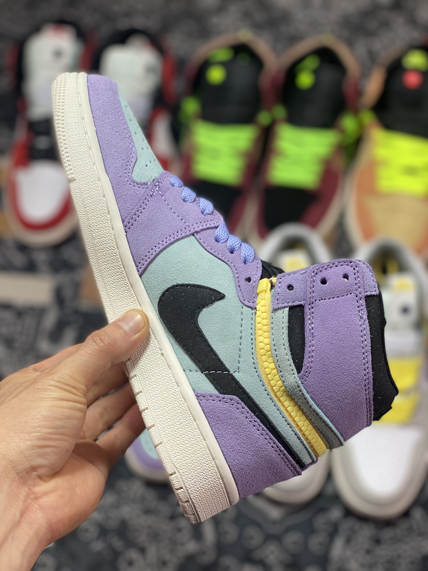 Air Jordan 1 Switch ”Violets Yellow” Violet Zipper J1 Joe 1 High Top Culture Basketball Shoes CW6576-300