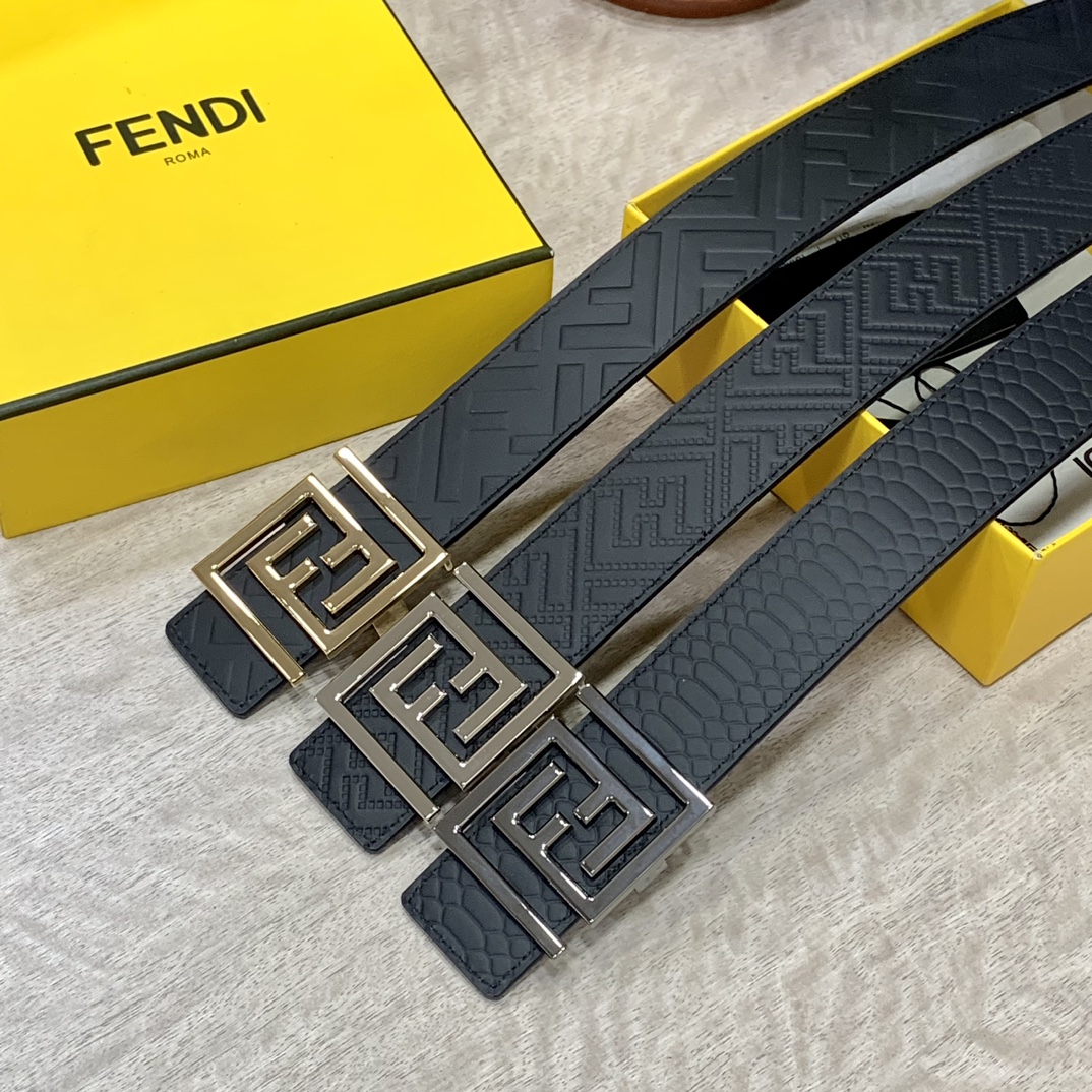 FENDl芬迪宽40MM双面原版小牛