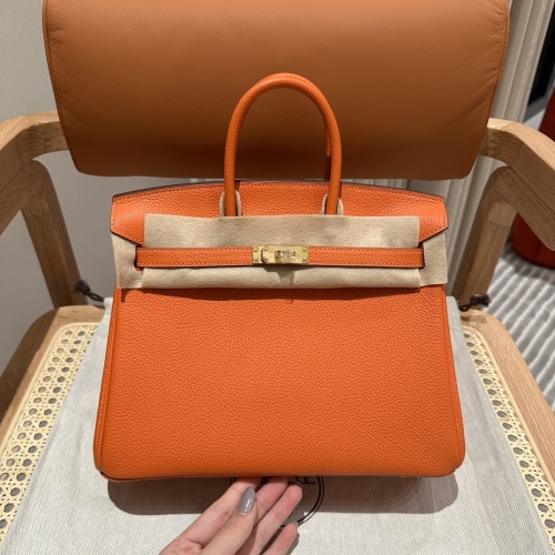 Luxury Orange Togo Leather Birkin 25cm Handbag with Gold Hardware