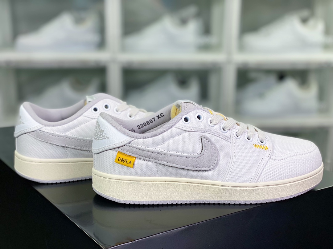220 Union x 【Nike】 Air Jordan 1 Retro AJKO Low SP”White Neutral Grey”AJ1乔丹一代篮球鞋“联名帆布白浅灰魔术贴钩子”DO8912-101