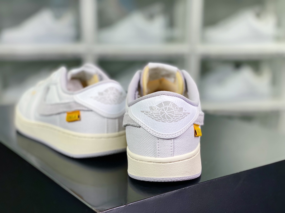 220 Union x 【Nike】 Air Jordan 1 Retro AJKO Low SP”White Neutral Grey”AJ1乔丹一代篮球鞋“联名帆布白浅灰魔术贴钩子”DO8912-101