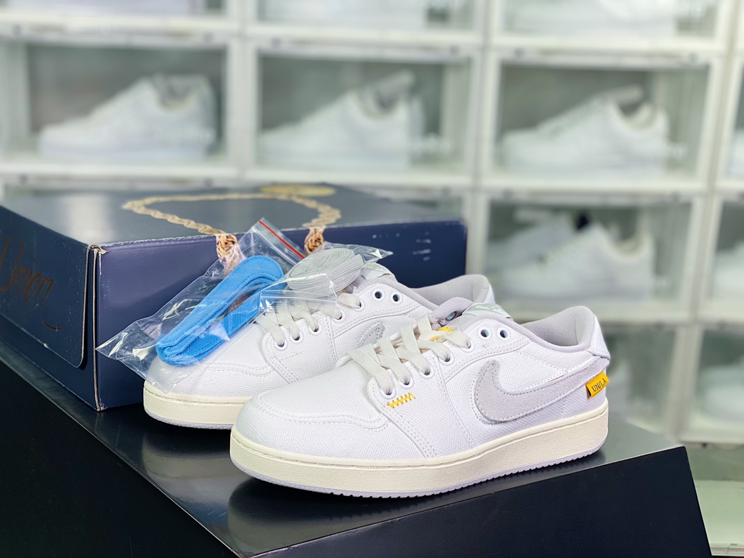 220 Union x 【Nike】 Air Jordan 1 Retro AJKO Low SP”White Neutral Grey”AJ1乔丹一代篮球鞋“联名帆布白浅灰魔术贴钩子”DO8912-101