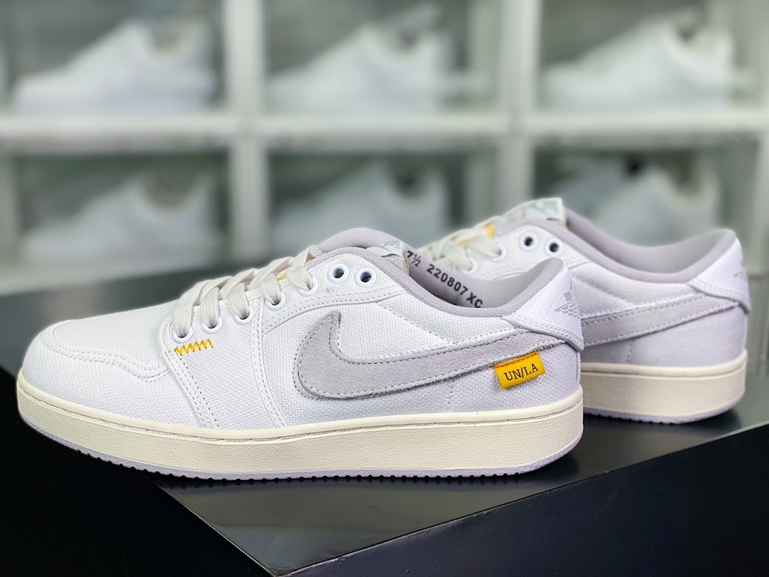 220 Union x 【Nike】 Air Jordan 1 Retro AJKO Low SP”White Neutral Grey”AJ1乔丹一代篮球鞋“联名帆布白浅灰魔术贴钩子”DO8912-101