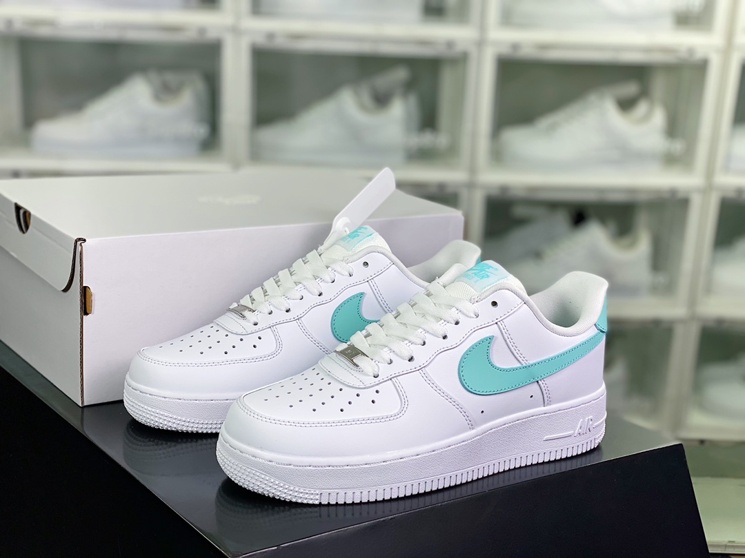 200 Nike Wmns Air Force 1’07 Low”White Washed Teal”空军一号板鞋“皮革白水洗蓝绿钩子”DD8959-101