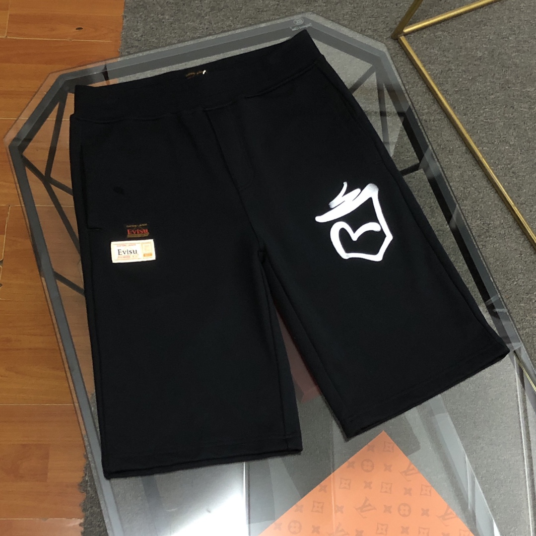 Nuevo Evisu Fukujin 2024 pantalones cortos para hombre con gaviota pequeña invertida, bolsillos y estampado de graffiti…