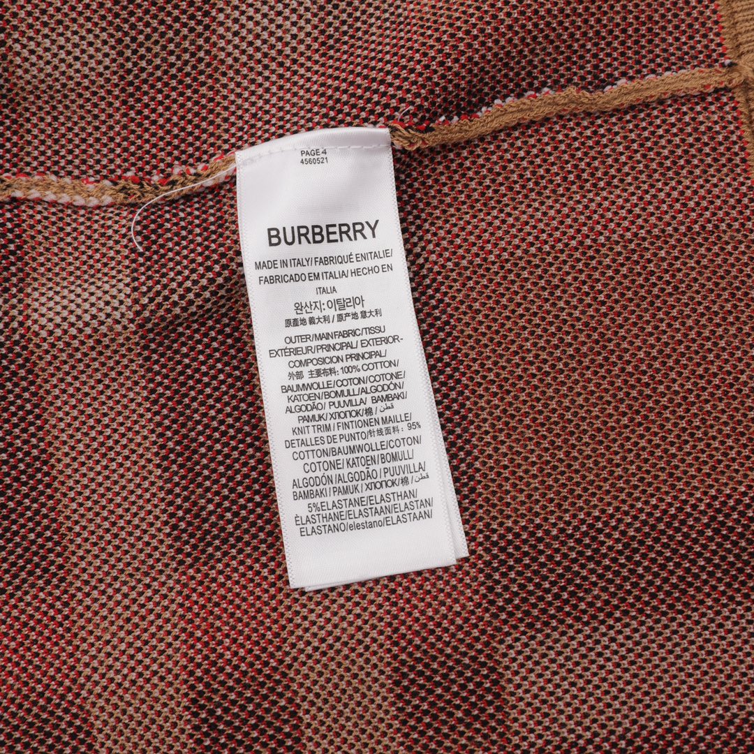 180 Burberry/巴宝莉 经典格纹圆领针织T恤