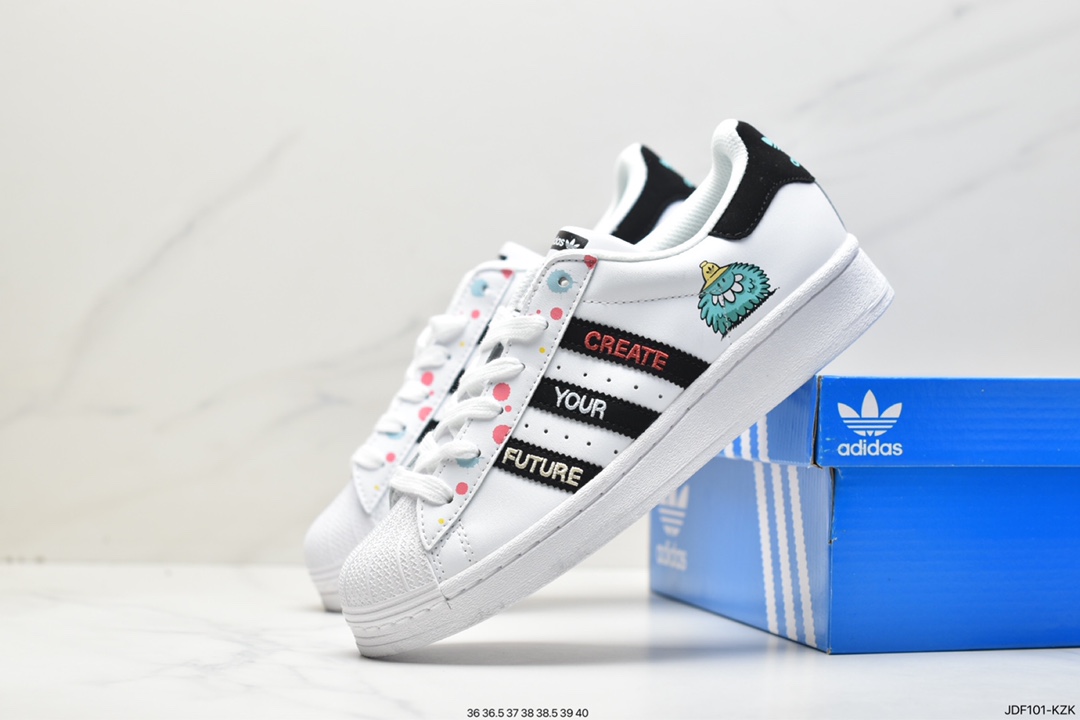 Adidas Originals Superstar ”Sail/Green/Lace” shell toe series low-top sneakers HO3946