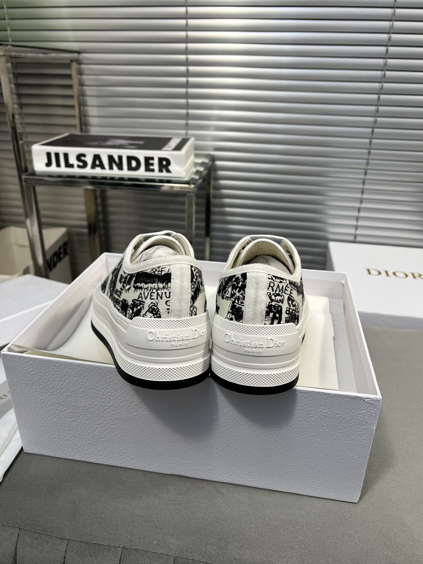 Dior Walk'n'Dior Embroidered Canvas Sneakers White/Black, Thick Sole 7 i1682278860 4569 5