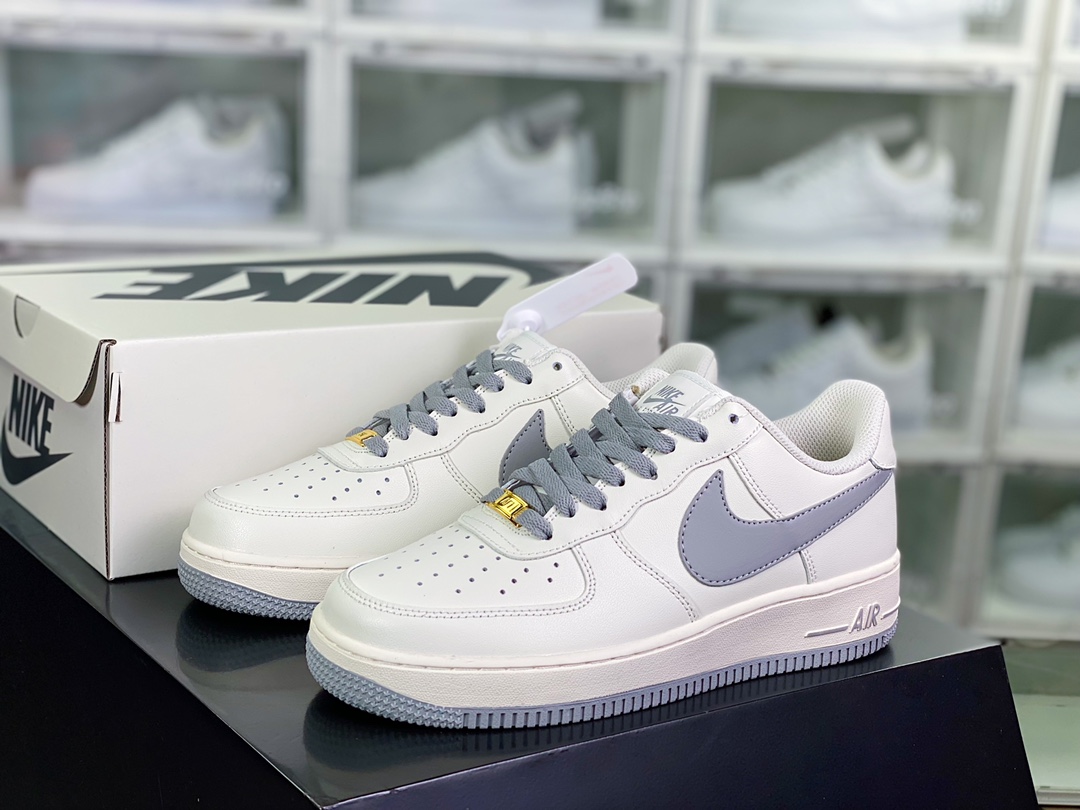 240  Air Force 1’07 Low”Beige/Wolf Grey/Jumbo Swoosh”空军一号板鞋“皮革米白狼灰放大钩子”SP0758-028