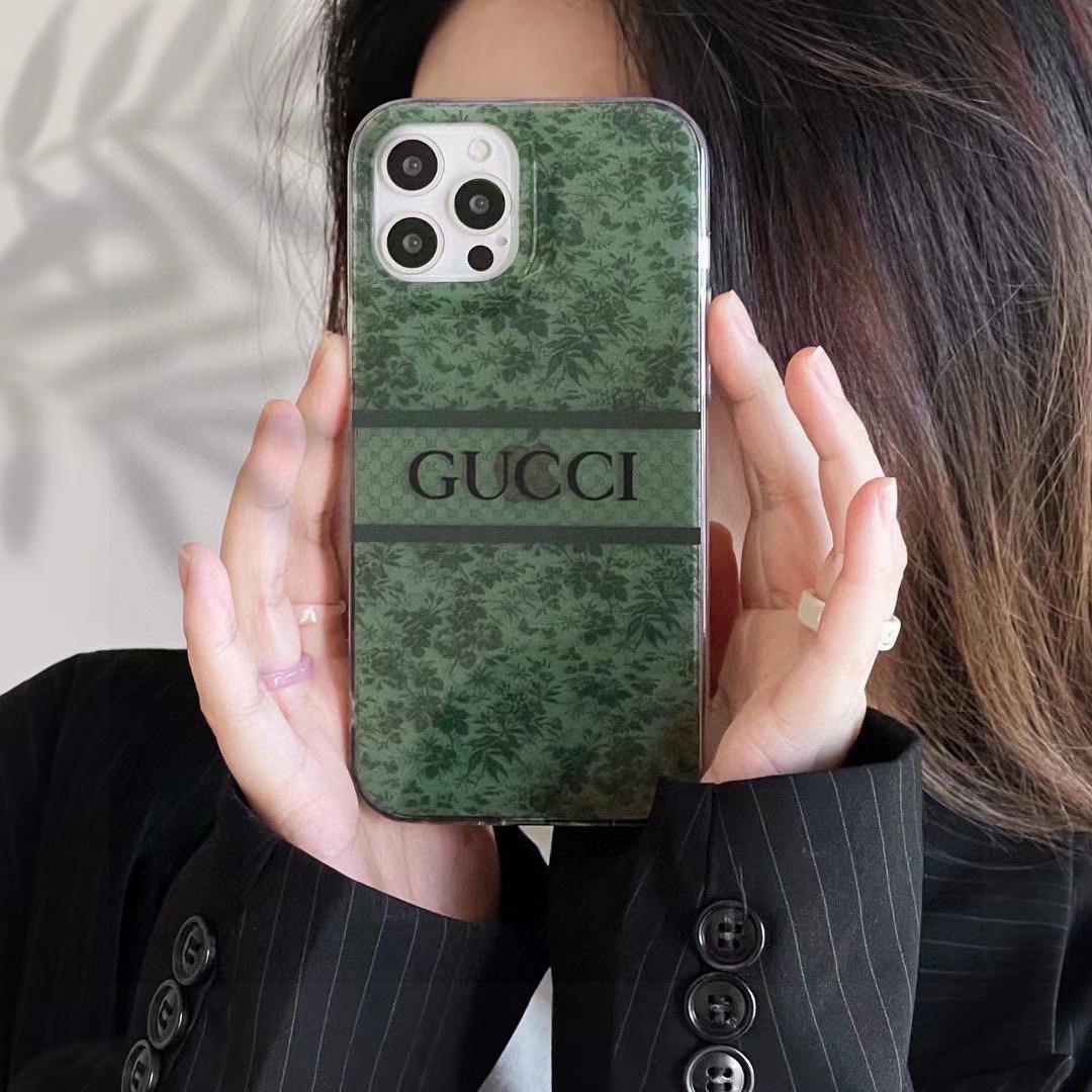 新品gucci古驰碎花手机壳高透双面