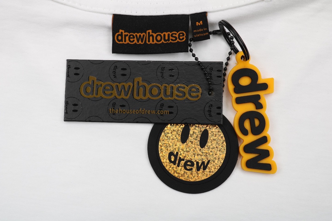 Drew house 22ss 笑脸字母发泡印花短袖-白色