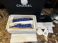Chanel Shoes Espadrilles Blue Weave