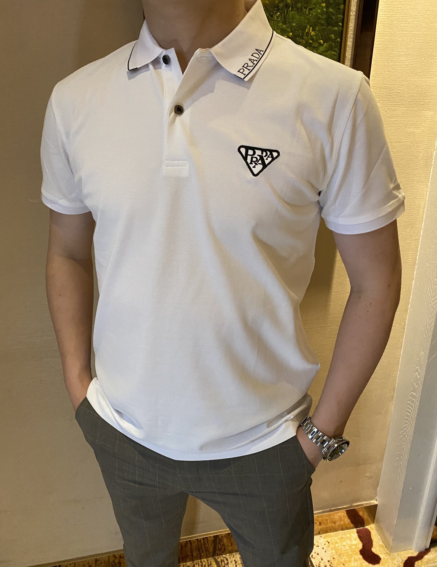Prada Clothing Polo T-Shirt White Summer Collection Short Sleeve