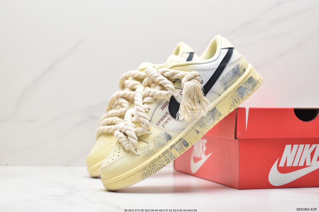390 Nike Dunk Low”WhiteSail' 热浪制造 氧化做旧麻绳绑带浸染沙漠黄 DD1503-121