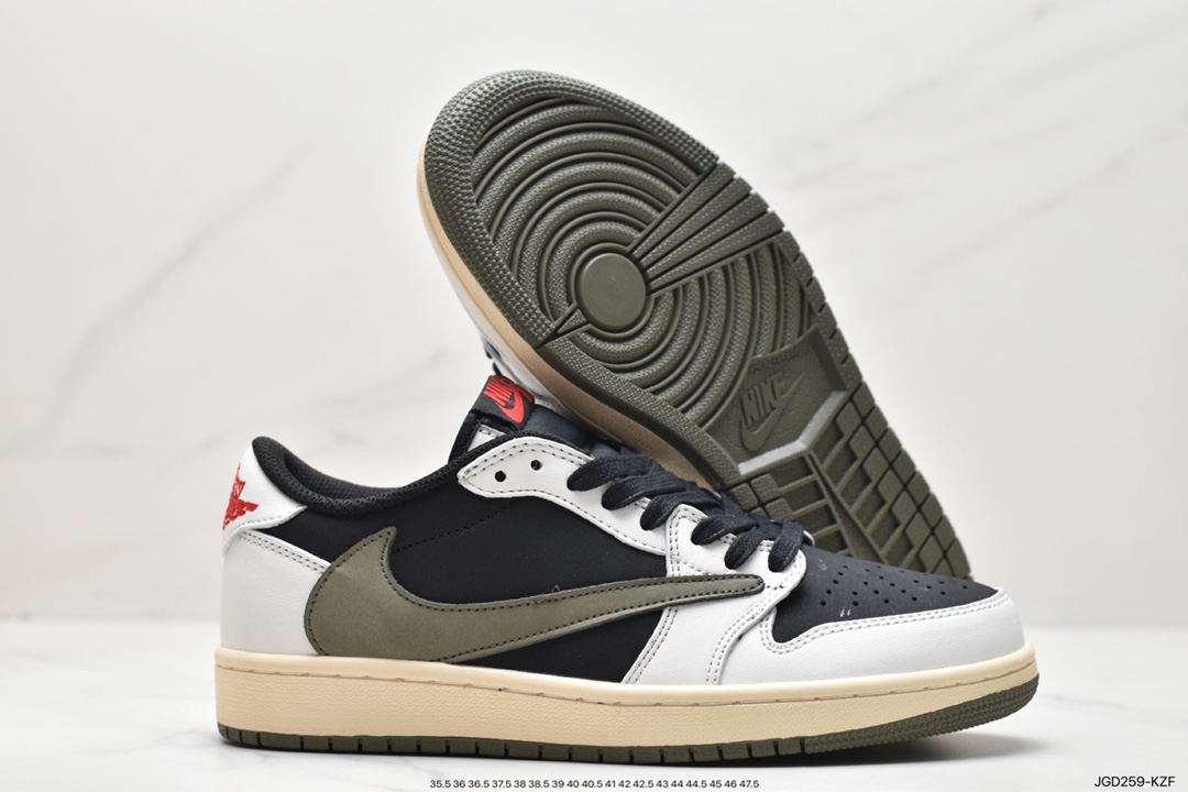 180 Travis Scott x Nike Wmns Air Jordan 1 Low OG”Olive”AJ1乔丹一代篮球鞋 DZ4137-106