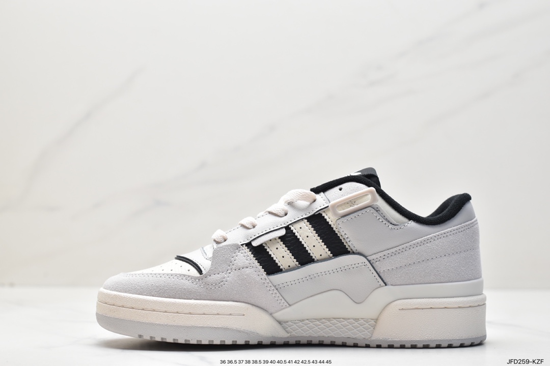 Adidas Originals Forum 84 Exhibit Low Roma Series Velcro Low-Top Sneakers ”Leather Matte Grey Beige White Black” GX6284