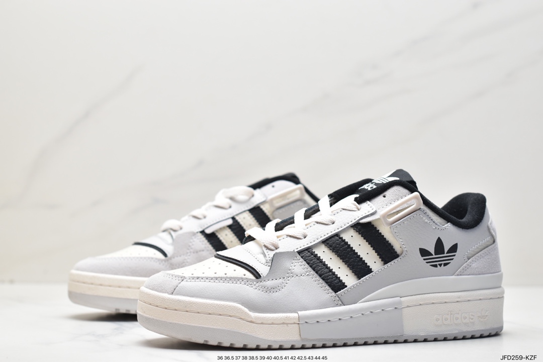 Adidas Originals Forum 84 Exhibit Low Roma Series Velcro Low-Top Sneakers ”Leather Matte Grey Beige White Black” GX6284