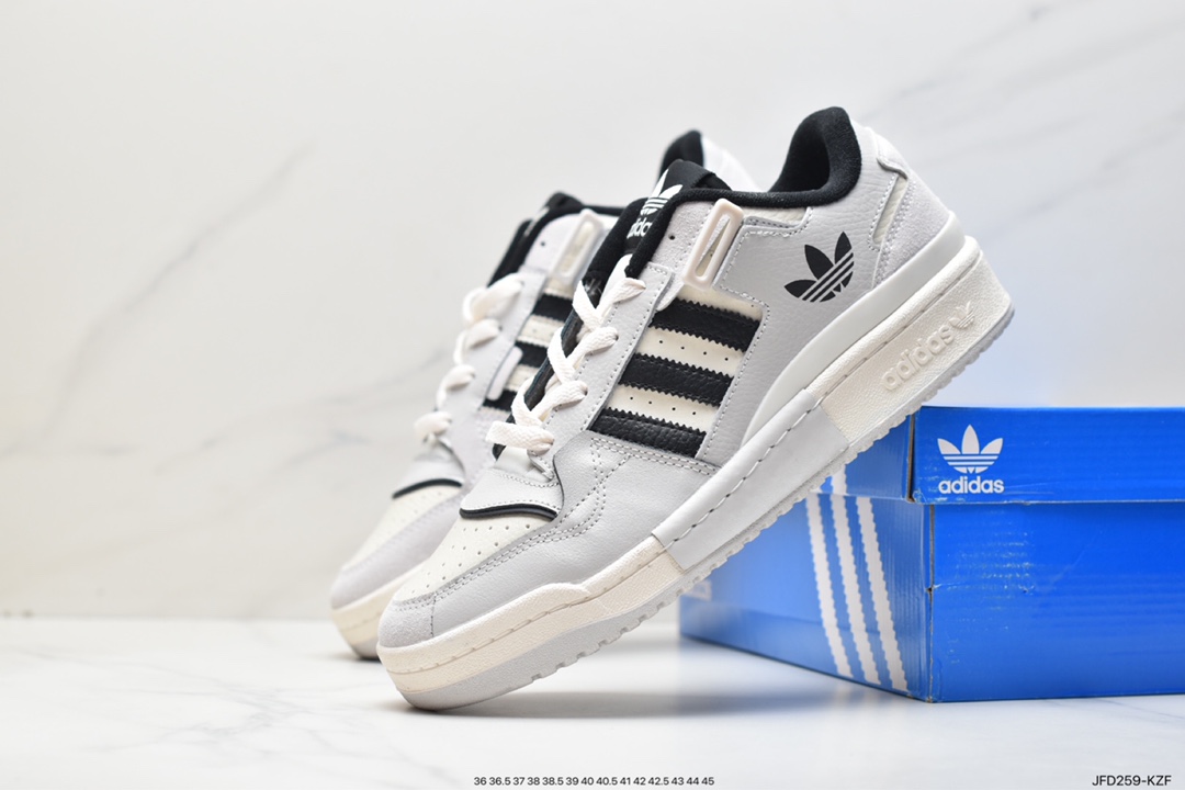 Adidas Originals Forum 84 Exhibit Low Roma Series Velcro Low-Top Sneakers ”Leather Matte Grey Beige White Black” GX6284