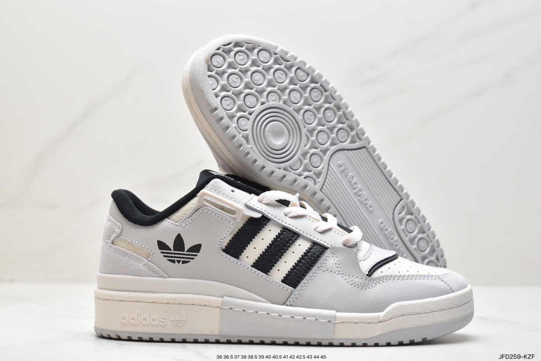 Adidas Originals Forum 84 Exhibit Low Roma Series Velcro Low-Top Sneakers ”Leather Matte Grey Beige White Black” GX6284