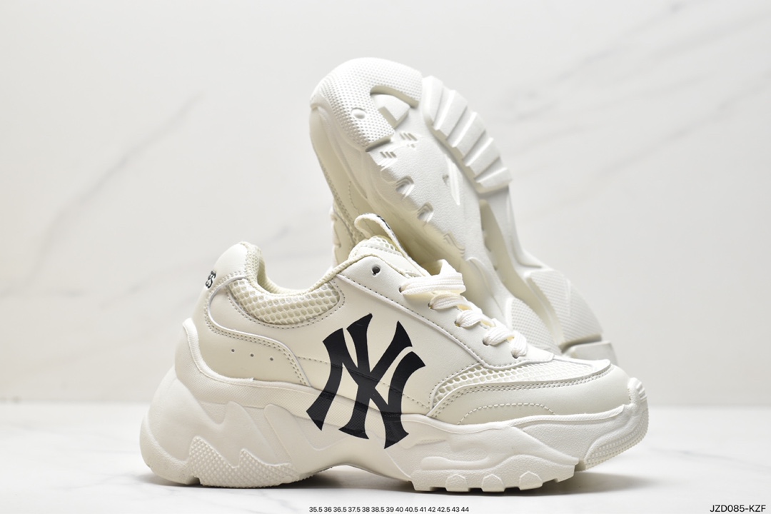 Korea Korea SS19 limited release NY American Yankees limited x MLB Big Ball Chunky A Running thick-soled daddy thick-soled casual sports jogging shoes