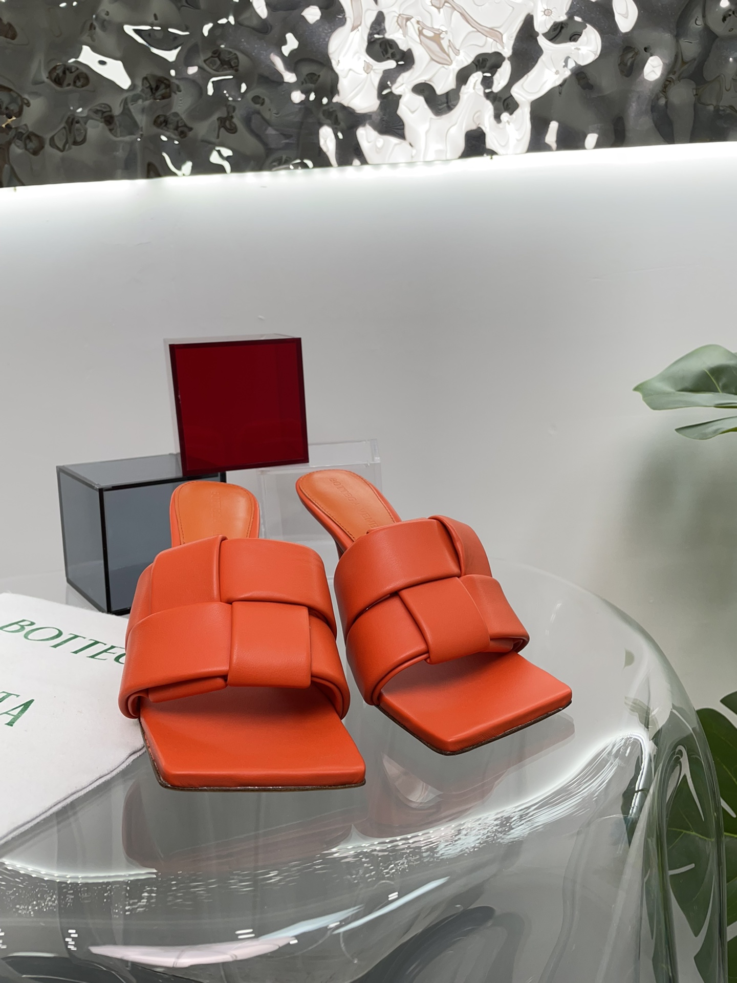 Bottega Veneta BV PATCH高跟拖鞋 大风车方块拖