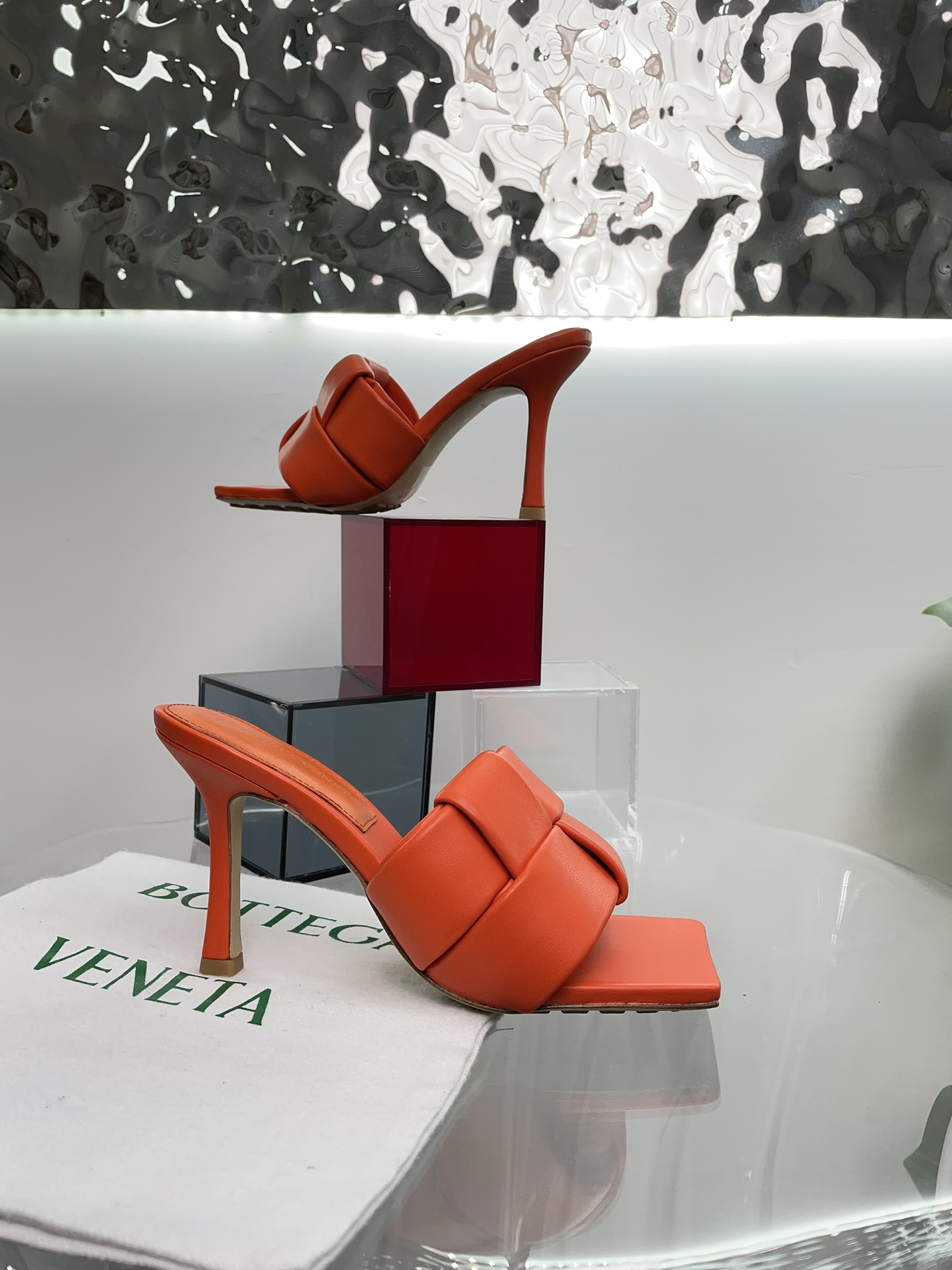 Bottega Veneta BV PATCH高跟拖鞋 大风车方块拖
