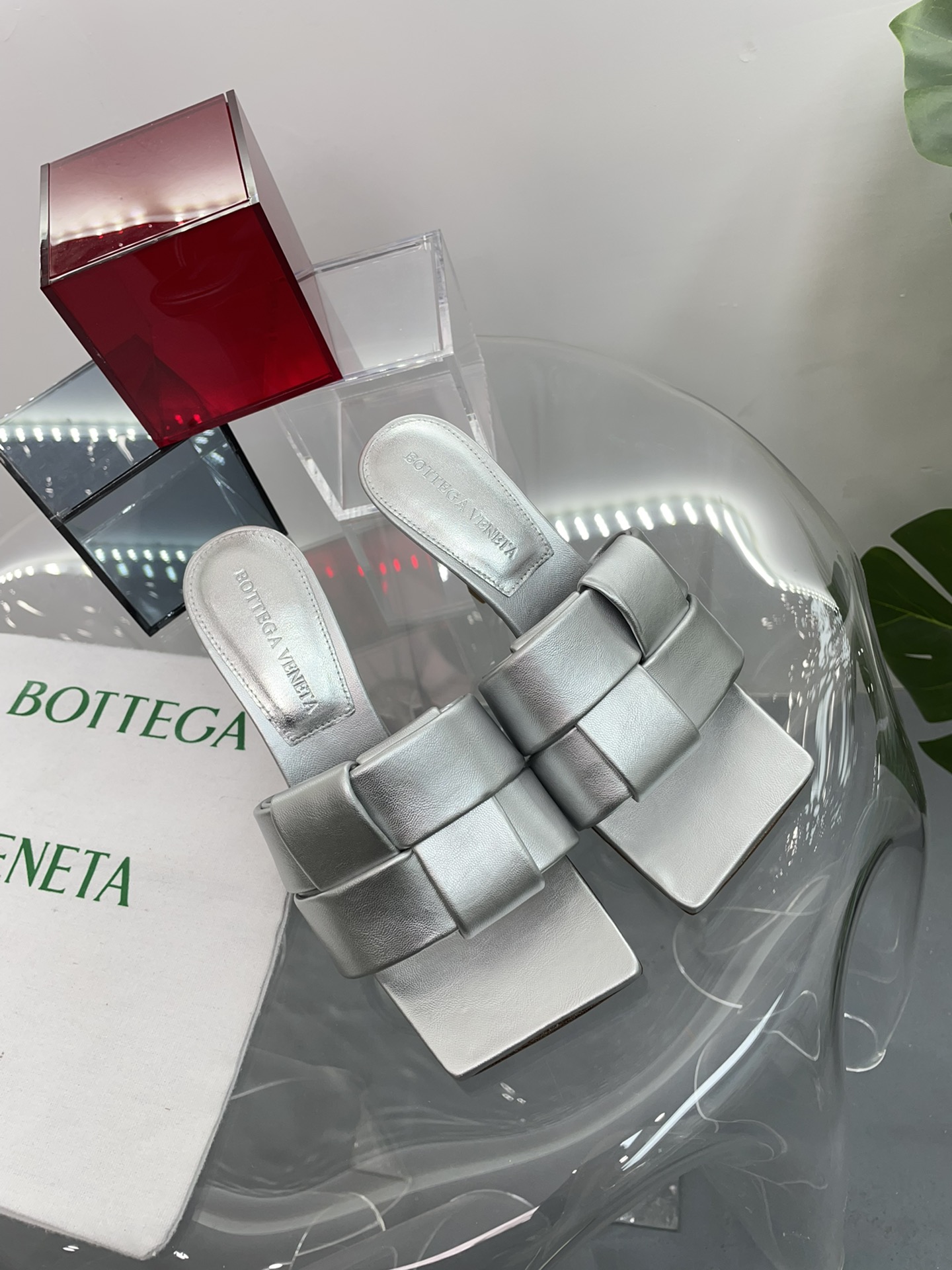 Bottega Veneta BV PATCH高跟拖鞋 大风车方块拖