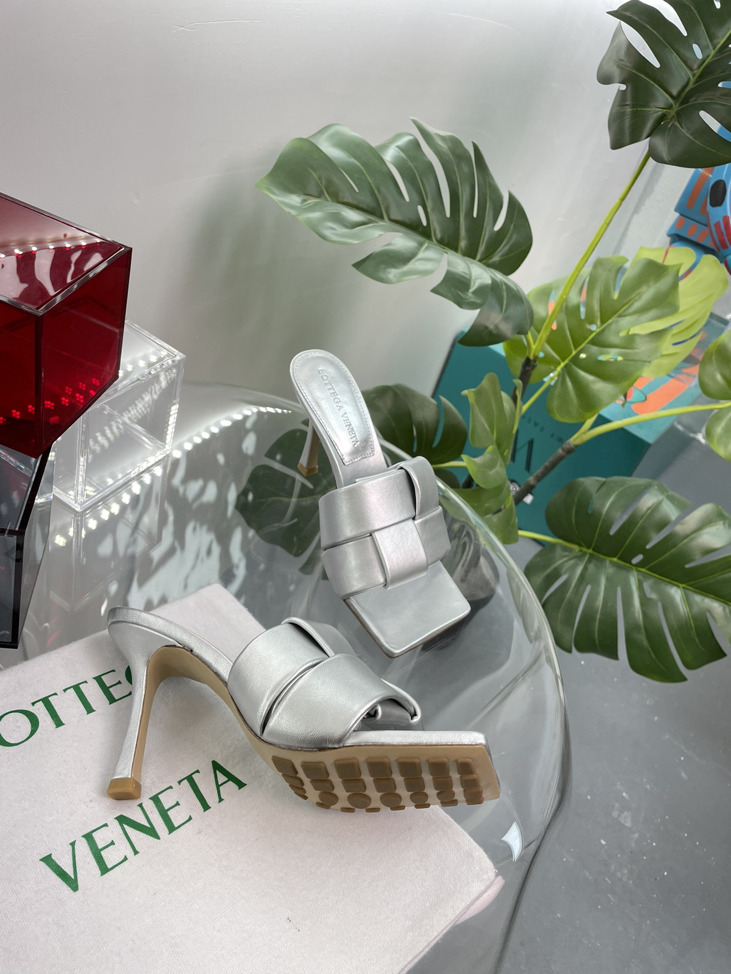 Bottega Veneta BV PATCH高跟拖鞋 大风车方块拖