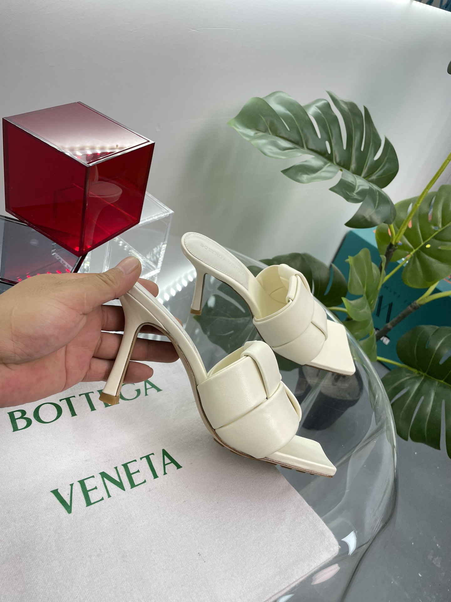 Bottega Veneta BV PATCH高跟拖鞋 大风车方块拖
