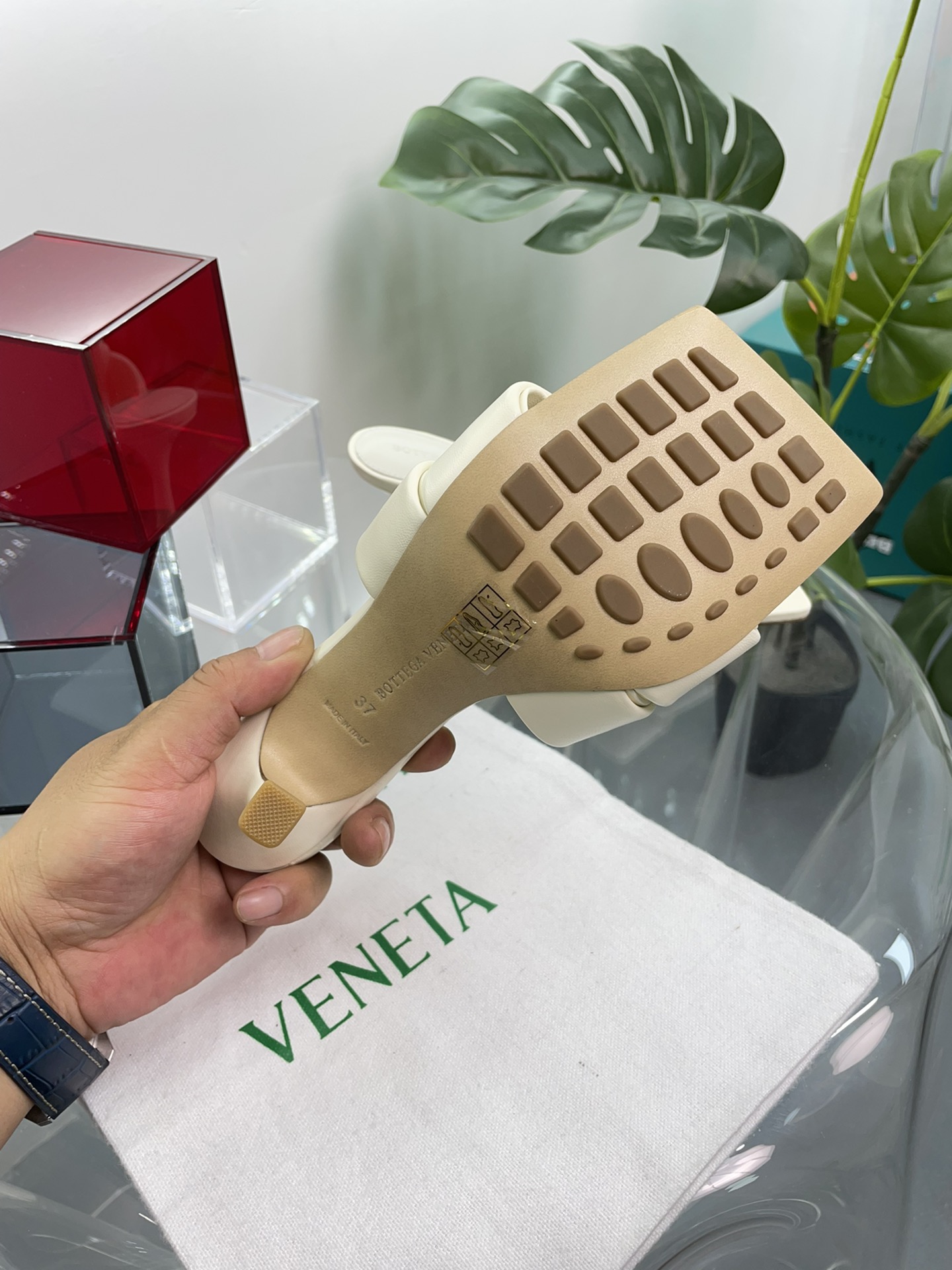 Bottega Veneta BV PATCH高跟拖鞋 大风车方块拖