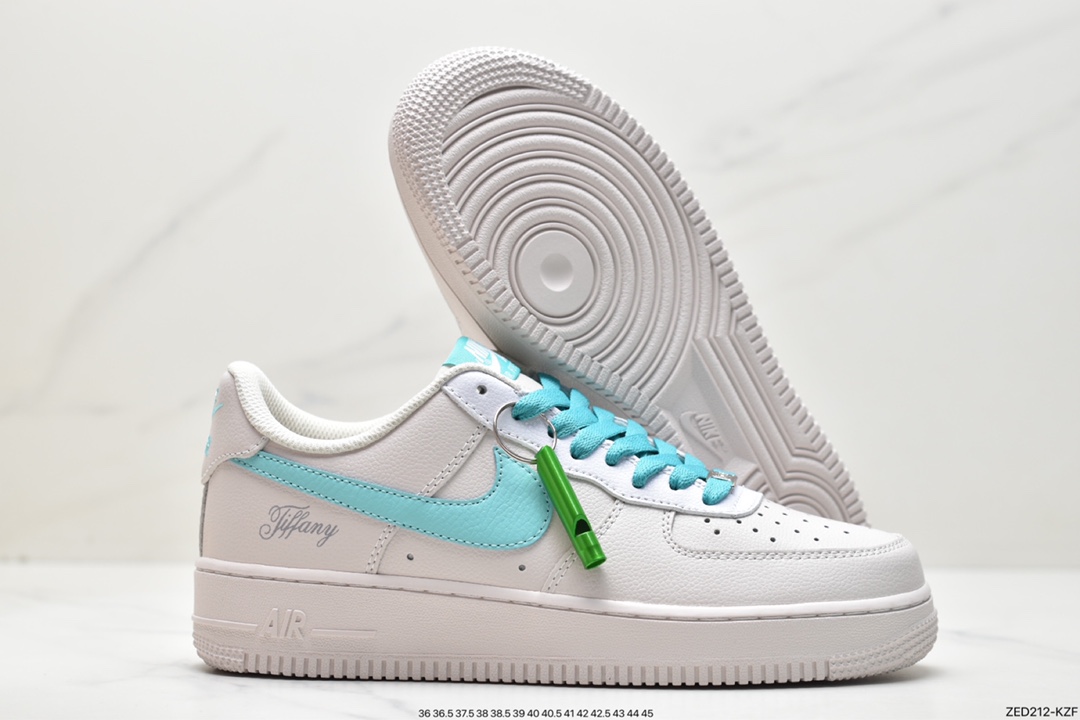 260 蒂芙尼/Tiffany & Co. x Nike Air Force 1 Low SP”1837”空军一号经典低帮百搭休闲运动板鞋“联名黑蒂芙尼蓝”DZ1382-211