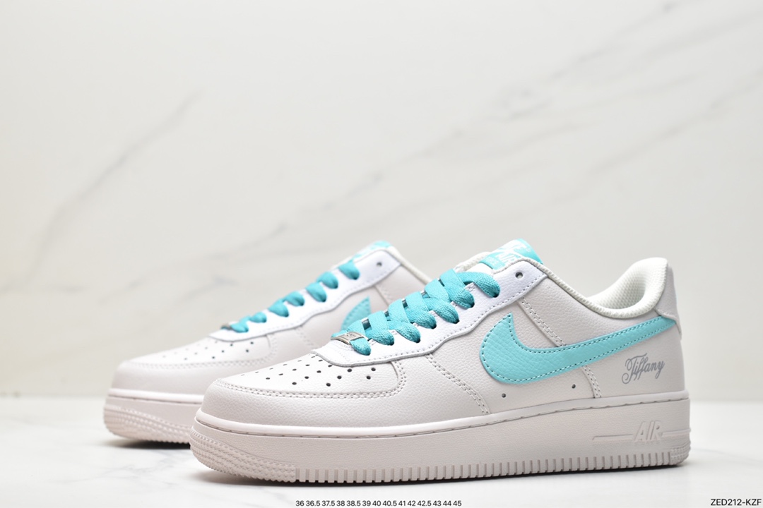 260 蒂芙尼/Tiffany & Co. x Nike Air Force 1 Low SP”1837”空军一号经典低帮百搭休闲运动板鞋“联名黑蒂芙尼蓝”DZ1382-211