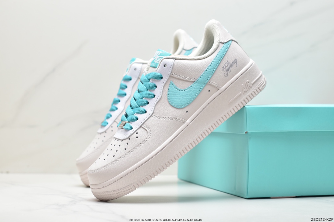 260 蒂芙尼/Tiffany & Co. x Nike Air Force 1 Low SP”1837”空军一号经典低帮百搭休闲运动板鞋“联名黑蒂芙尼蓝”DZ1382-211