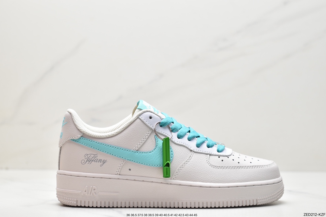 260 蒂芙尼/Tiffany & Co. x Nike Air Force 1 Low SP”1837”空军一号经典低帮百搭休闲运动板鞋“联名黑蒂芙尼蓝”DZ1382-211
