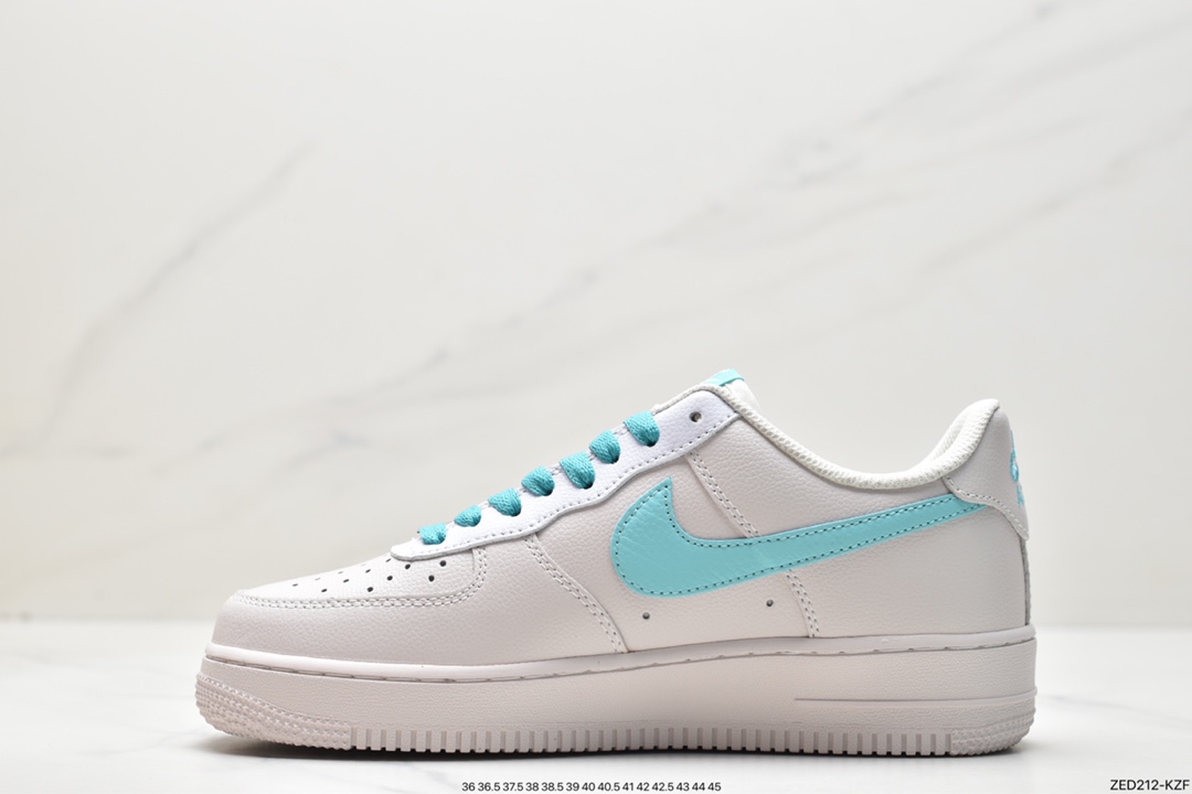 260 蒂芙尼/Tiffany & Co. x Nike Air Force 1 Low SP”1837”空军一号经典低帮百搭休闲运动板鞋“联名黑蒂芙尼蓝”DZ1382-211