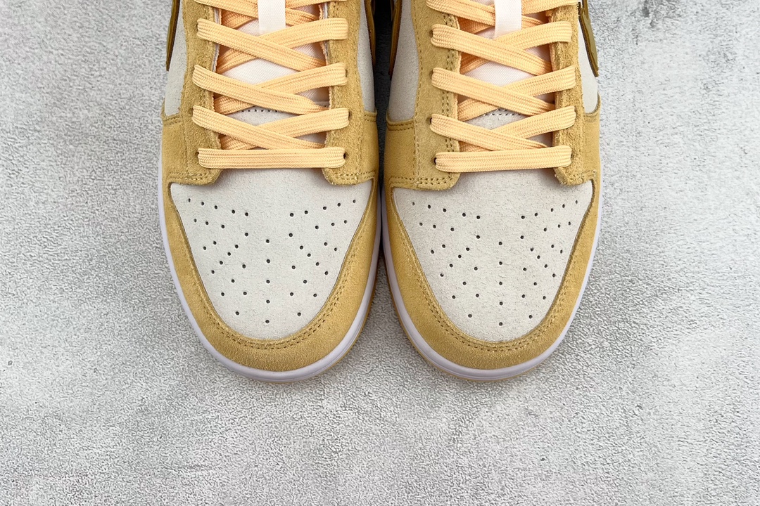 Nike Dunk Low ”Gold Suede” Q elastic cheese pudding ice cream yellow and white DV7411-200