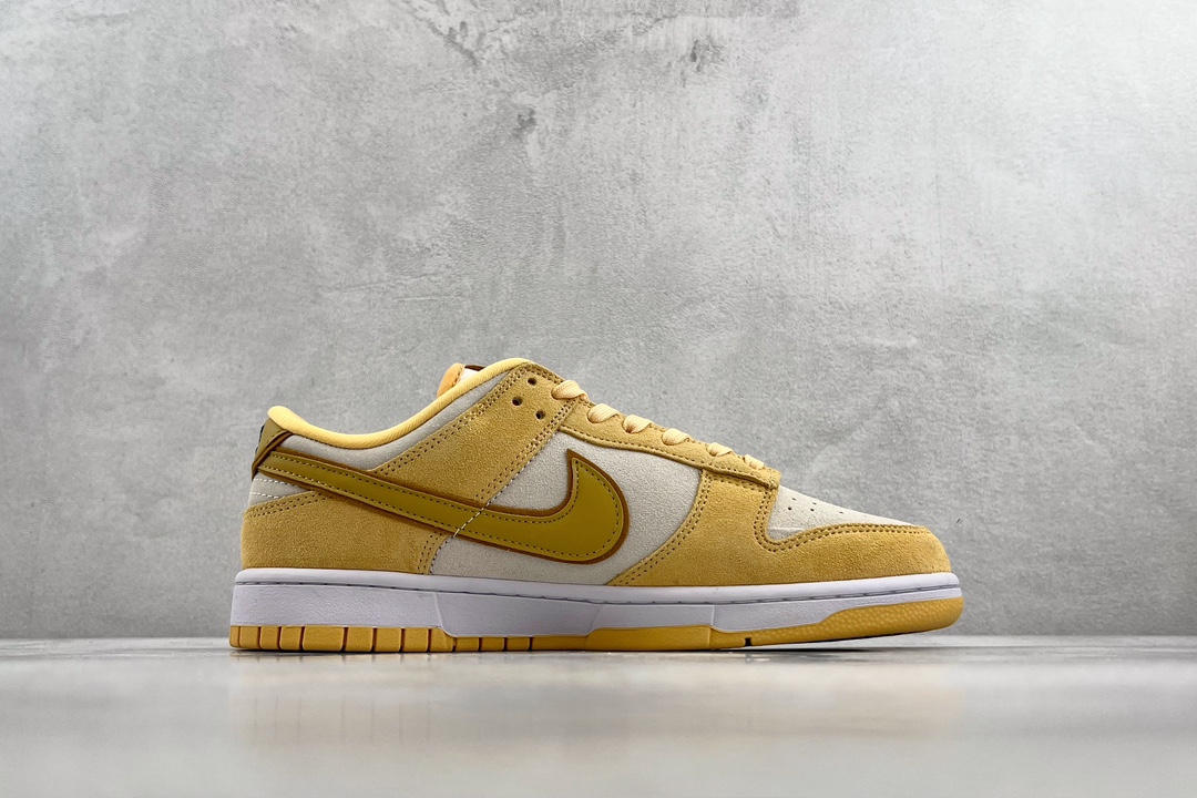 Nike Dunk Low ”Gold Suede” Q elastic cheese pudding ice cream yellow and white DV7411-200