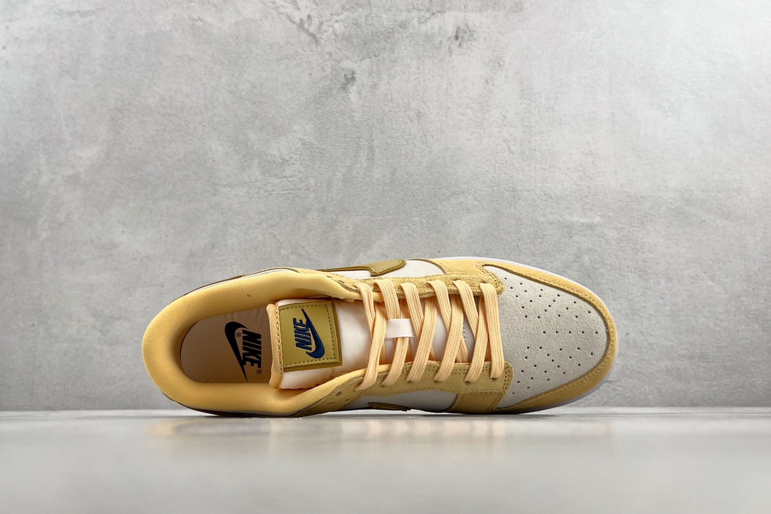 Nike Dunk Low ”Gold Suede” Q elastic cheese pudding ice cream yellow and white DV7411-200