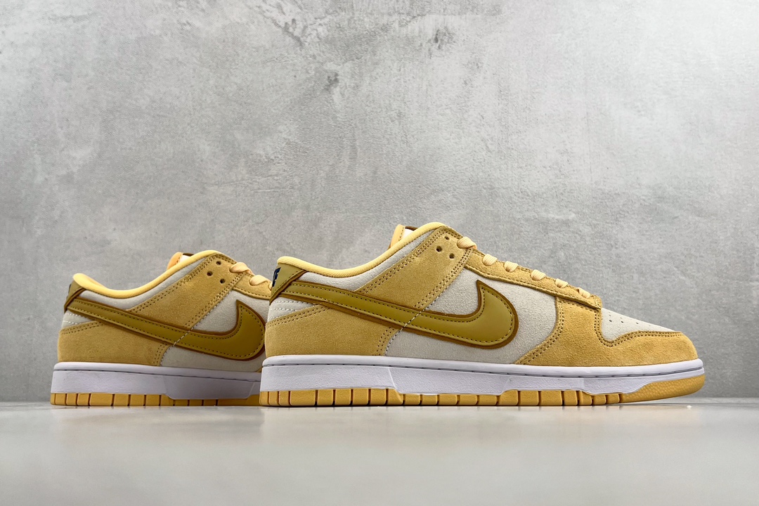 Nike Dunk Low ”Gold Suede” Q elastic cheese pudding ice cream yellow and white DV7411-200