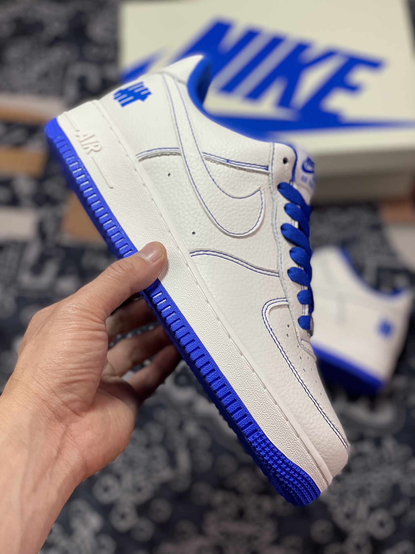 UNDEFEATED x Nike Air Force 1′07 Low ”Beige/Green 3M” Air Force One sneakers ”Off-white royal blue stitching five-bar print” UN1570-680