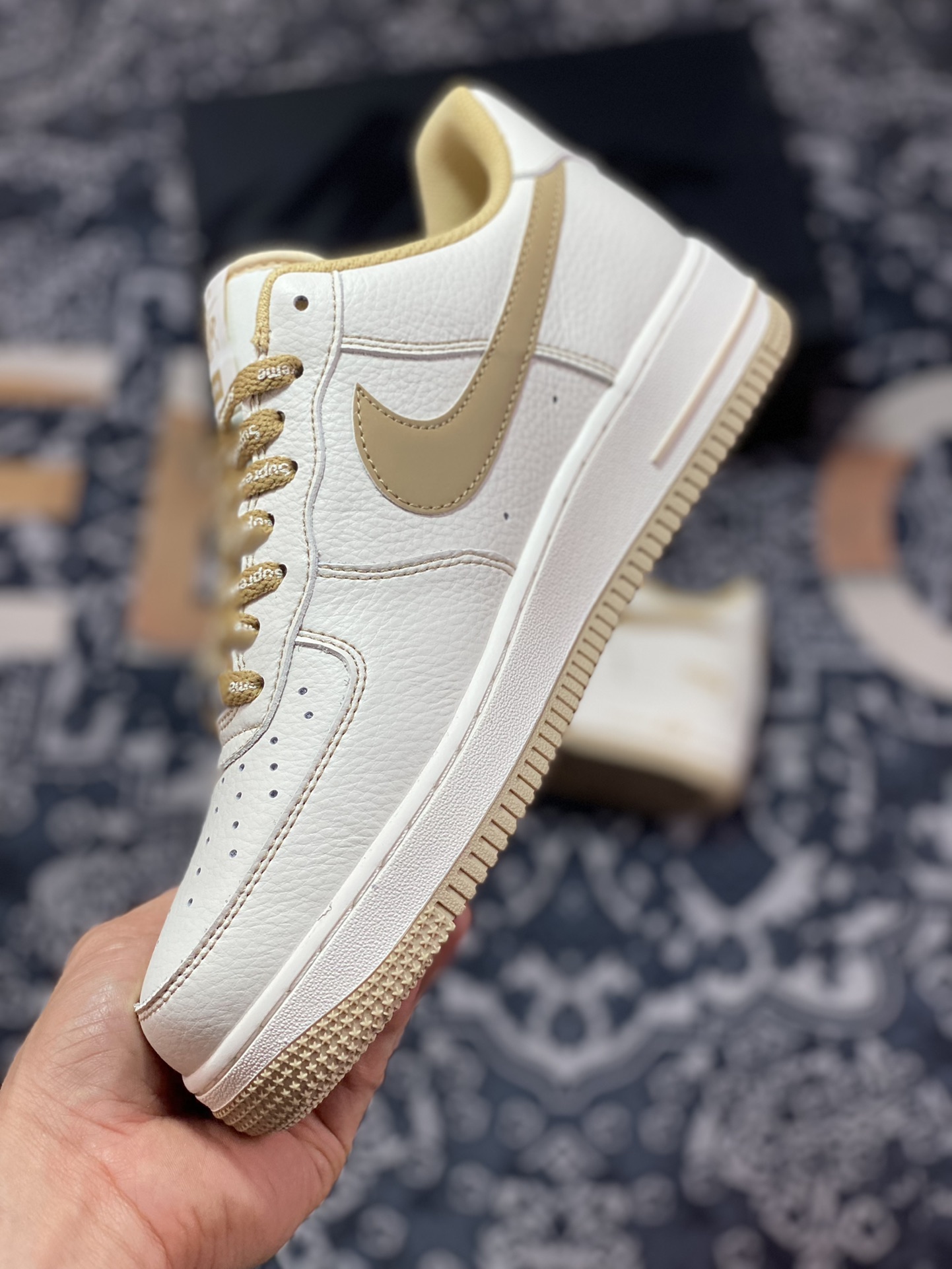 Nike Air Force 1 '07 Low QS ”Rice White/Brown Rice Blanc/Marron” Air Force 1 Sneakers ”Leather White Brown” SU0220-011