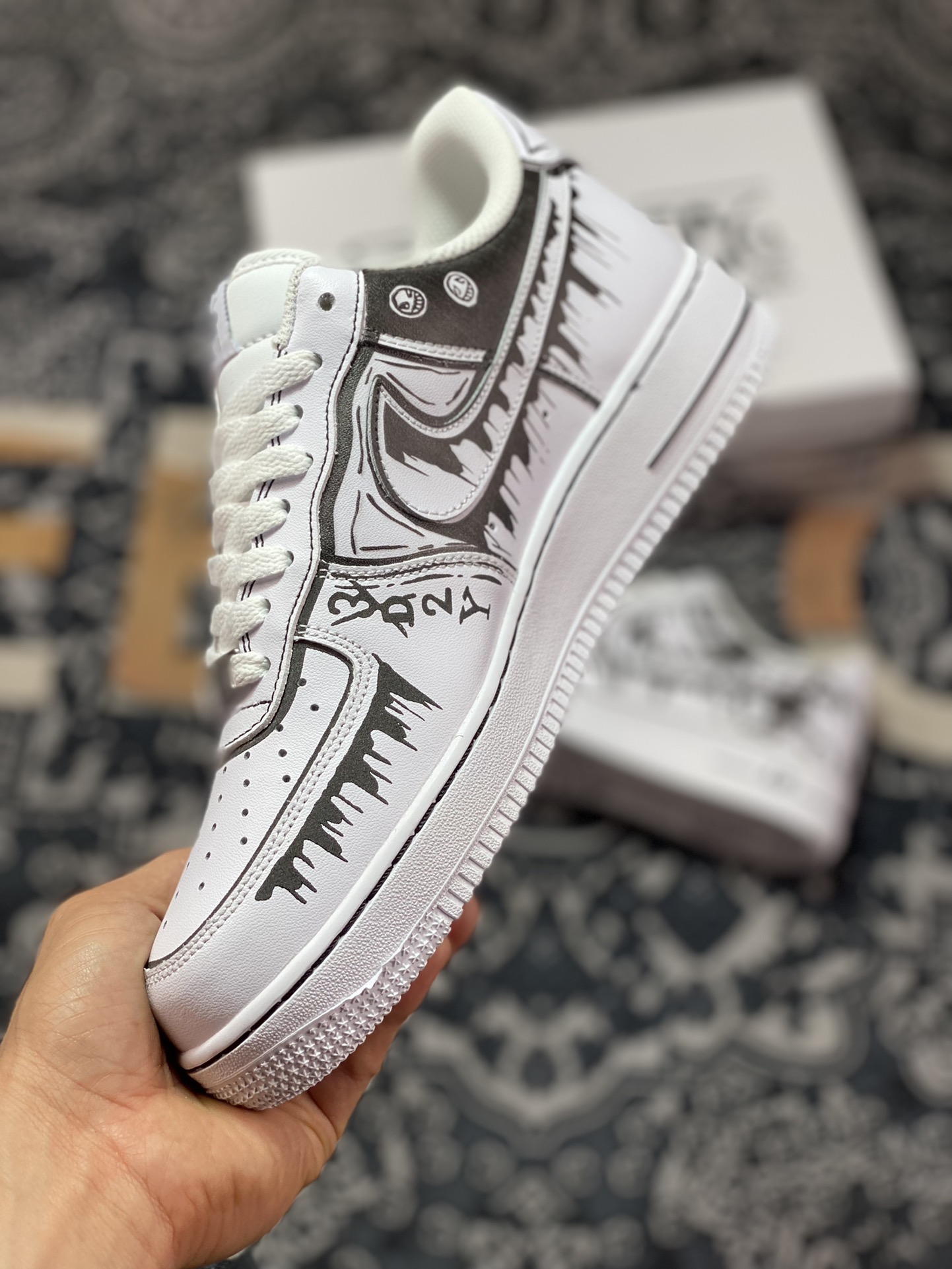 Nike Air Force 1 '07 Low ”White/Blackc/One Piece” Air Force One sneakers ”Two-dimensional marker graffiti white and black One Piece” CW2288-301