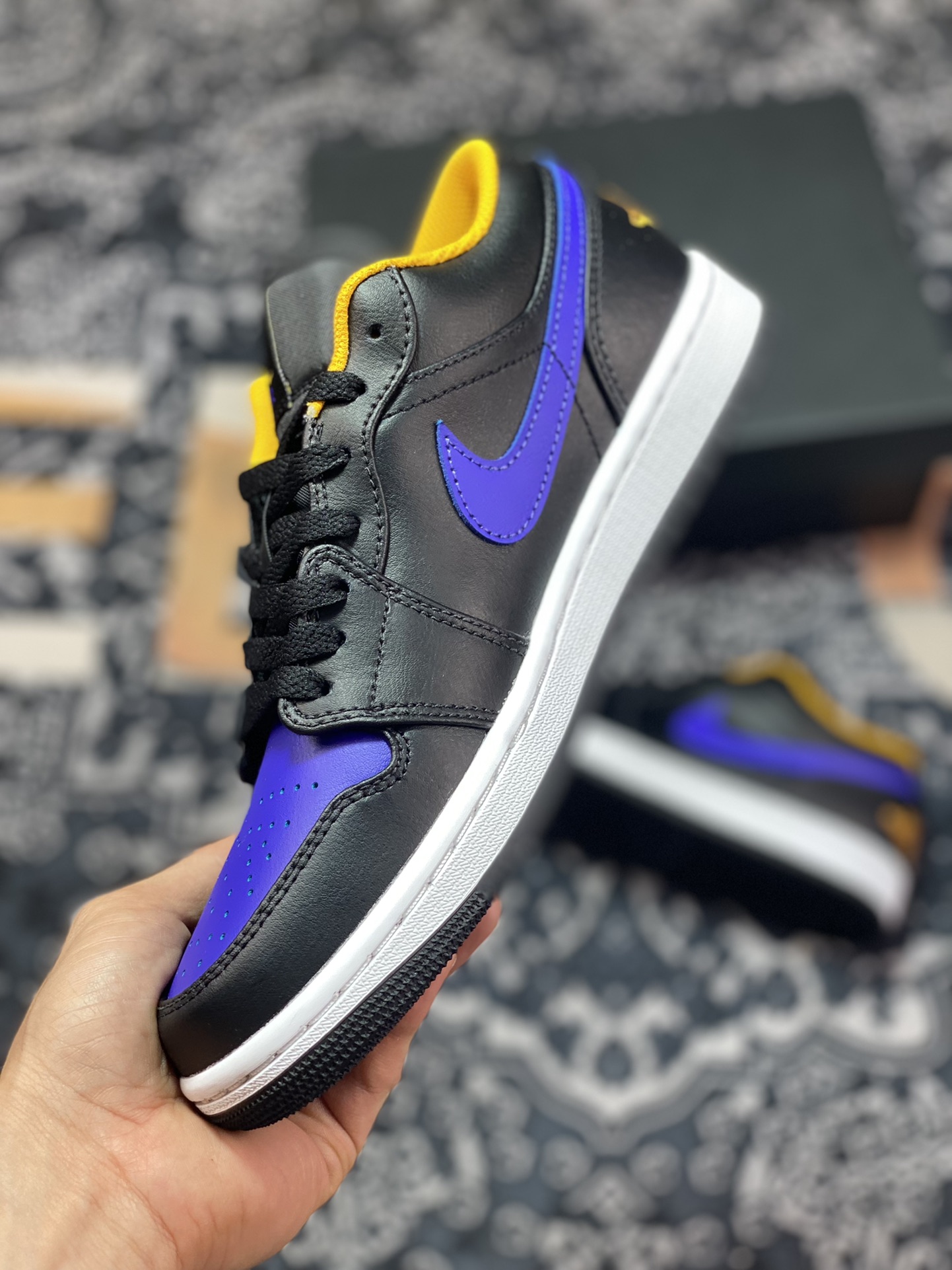 Air Jordan 1 Low AJ1 Joe 1 low-top culture basketball shoes black purple yellow toe 553558-075