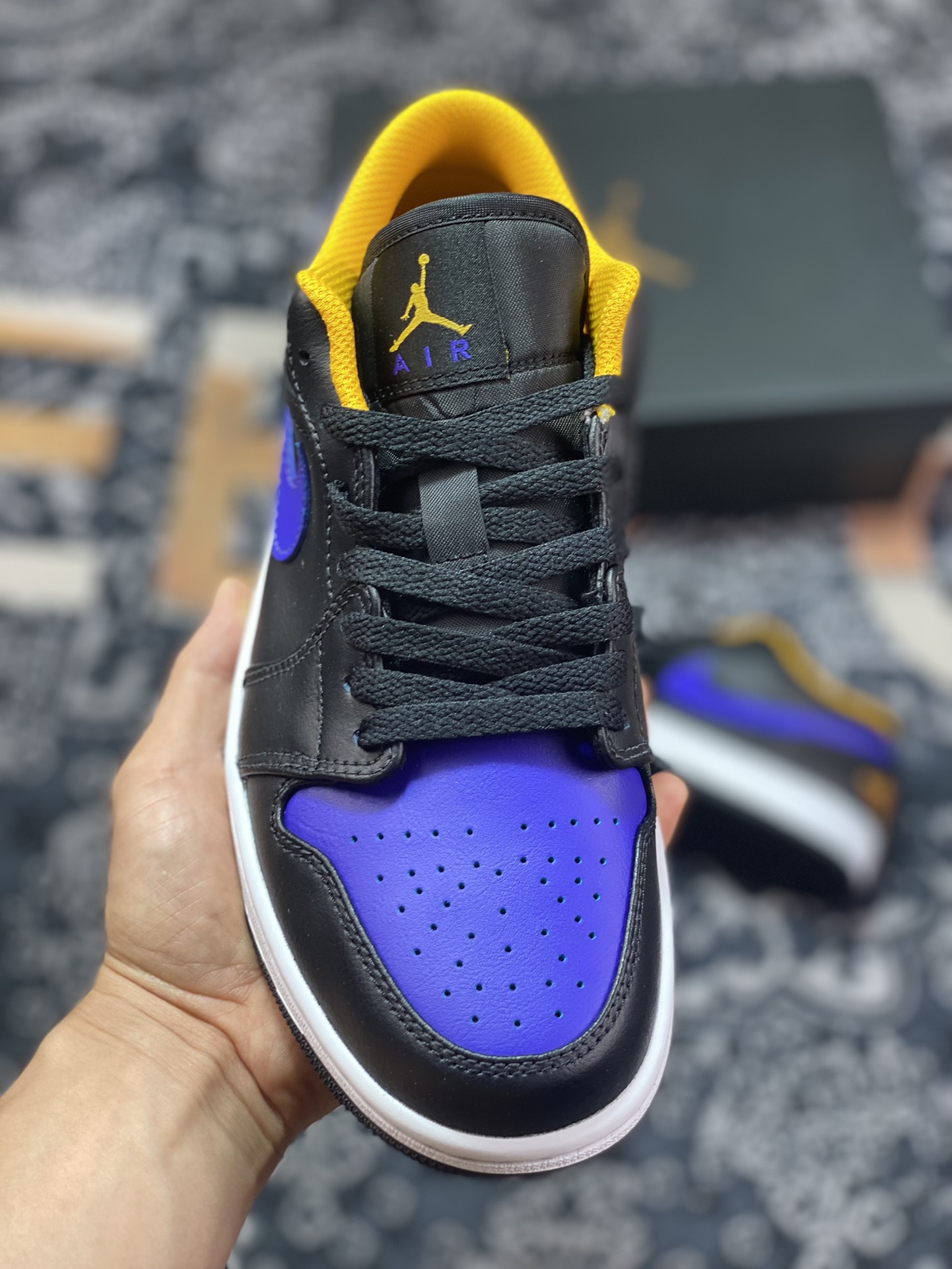 Air Jordan 1 Low AJ1 Joe 1 low-top culture basketball shoes black purple yellow toe 553558-075