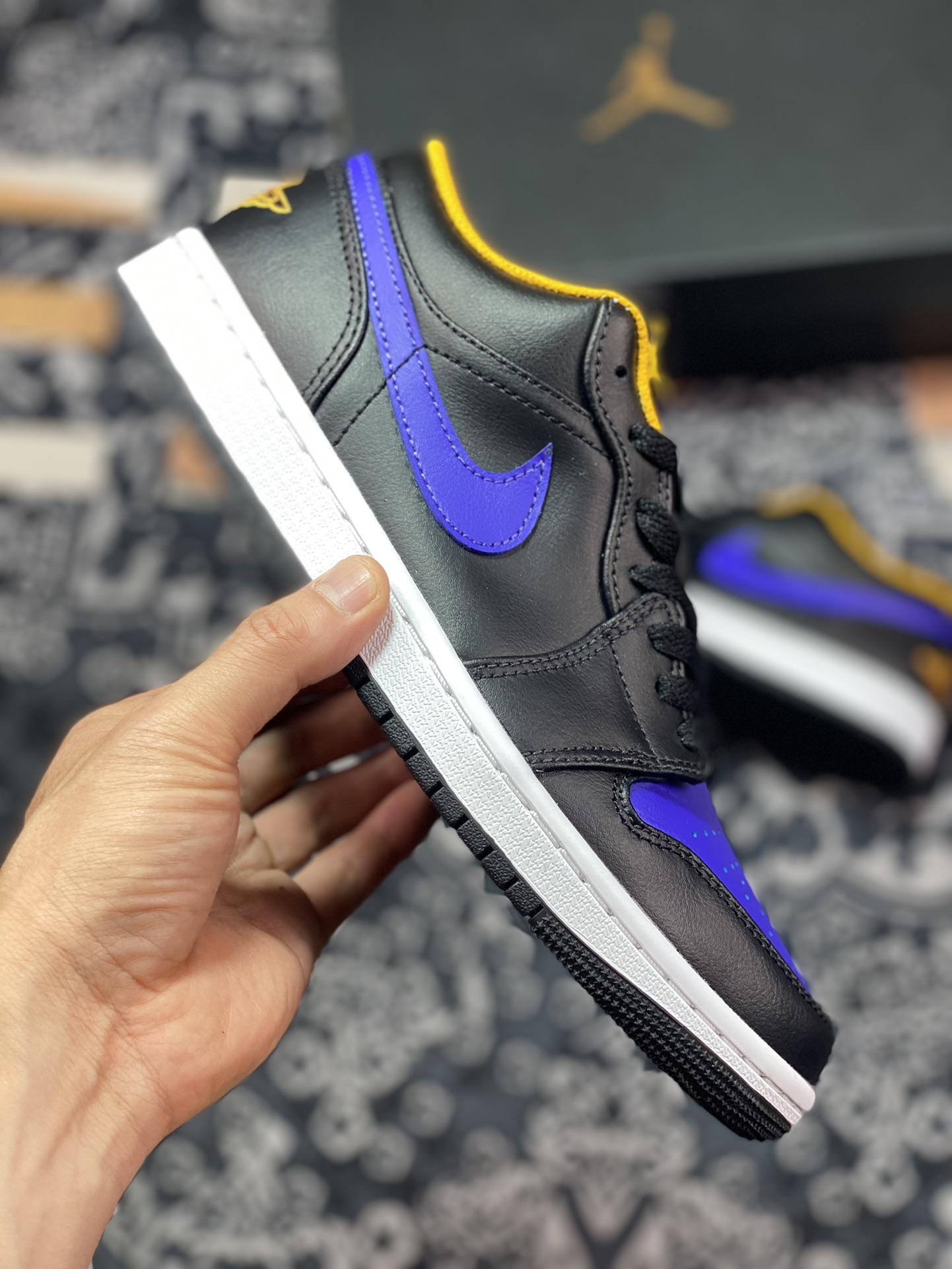 Air Jordan 1 Low AJ1 Joe 1 low-top culture basketball shoes black purple yellow toe 553558-075