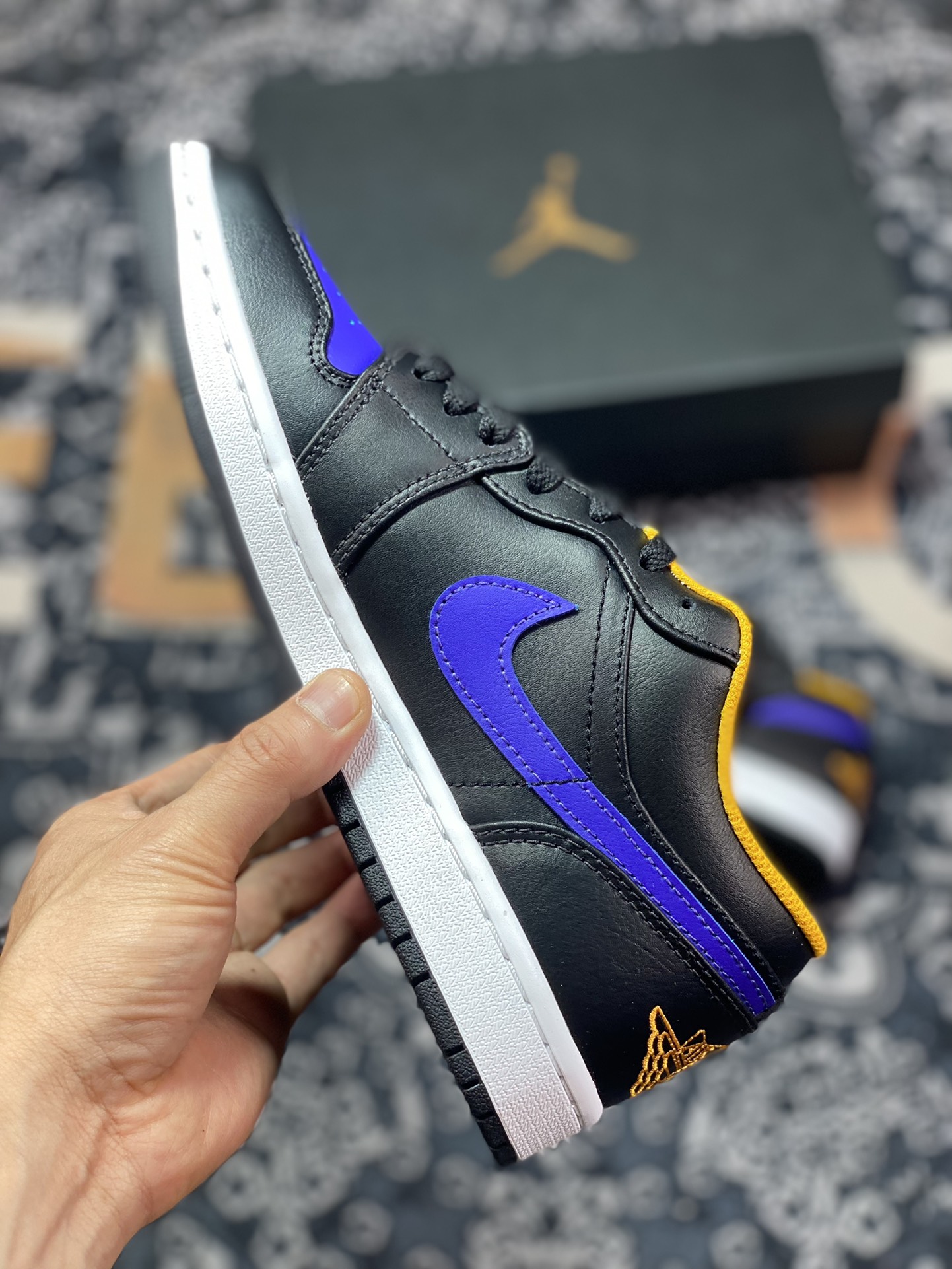 Air Jordan 1 Low AJ1 Joe 1 low-top culture basketball shoes black purple yellow toe 553558-075